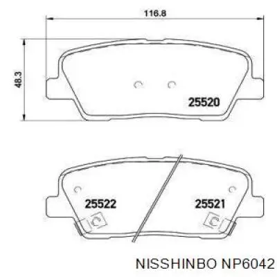 Задні гальмівні колодки NP6042 Nisshinbo