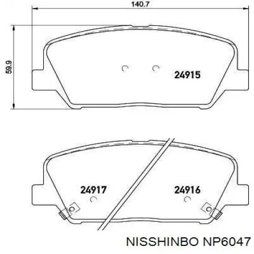 Купити NP6047 Nisshinbo Колодки гальмівні передні, дискові