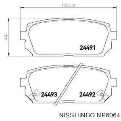 Колодки гальмові задні, дискові NP6064 Nisshinbo