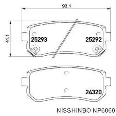 NP6069 Nisshinbo колодки гальмові задні, дискові