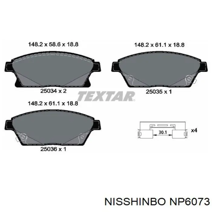 Купити NP6073 Nisshinbo Колодки гальмівні передні, дискові