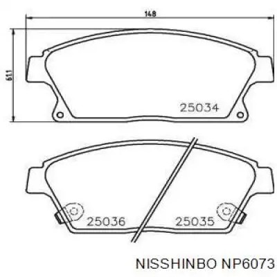 Колодки гальмівні передні, дискові NP6073 Nisshinbo