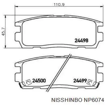 NP6074 Nisshinbo колодки гальмові задні, дискові