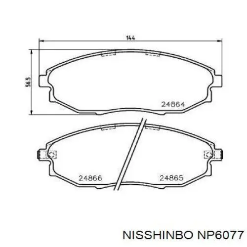 NP6077 Nisshinbo колодки гальмівні передні, дискові