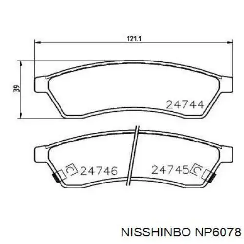 NP6078 Nisshinbo колодки гальмові задні, дискові