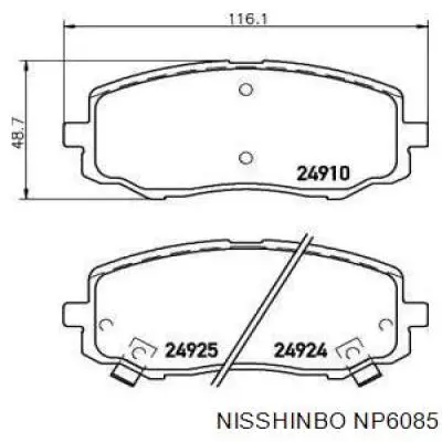 Колодки гальмівні передні, дискові NP6085 Nisshinbo