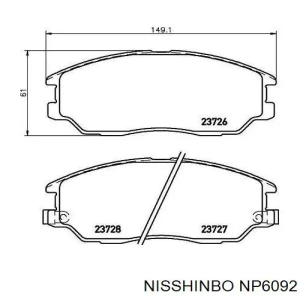 Гальмівні колодки Nisshinbo NP6092 ціна, від 36.71 USD
