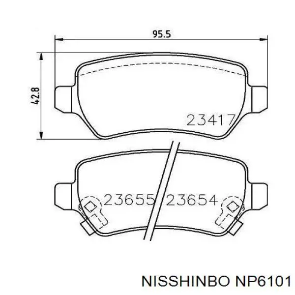 Задні гальмівні колодки Nisshinbo NP6101 ціна, від 16.99 USD