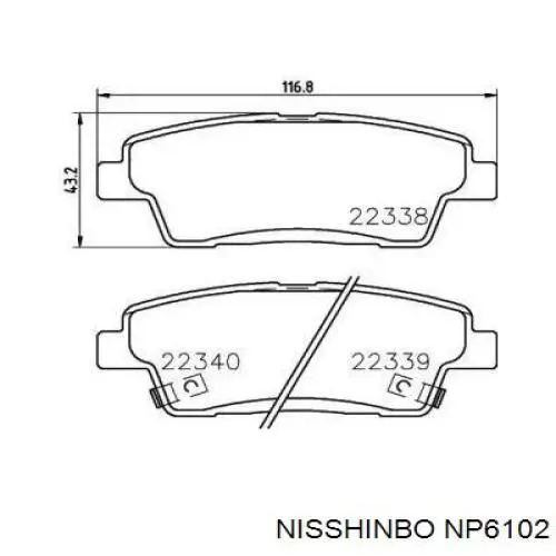 Колодки гальмові задні, дискові NP6102 Nisshinbo