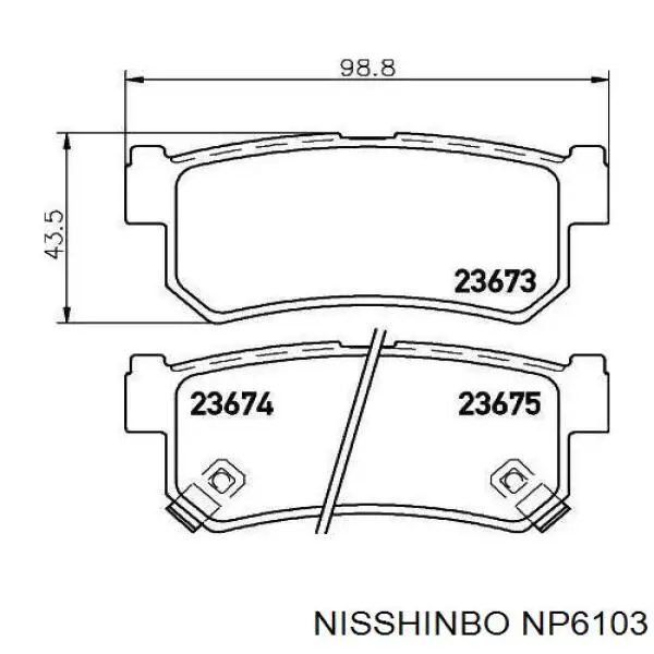 Задні гальмівні колодки Nisshinbo NP6103 ціна, від 19.02 USD