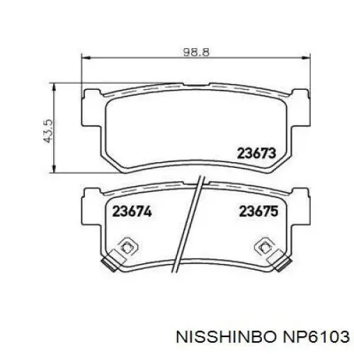 NP6103 Nisshinbo колодки гальмові задні, дискові