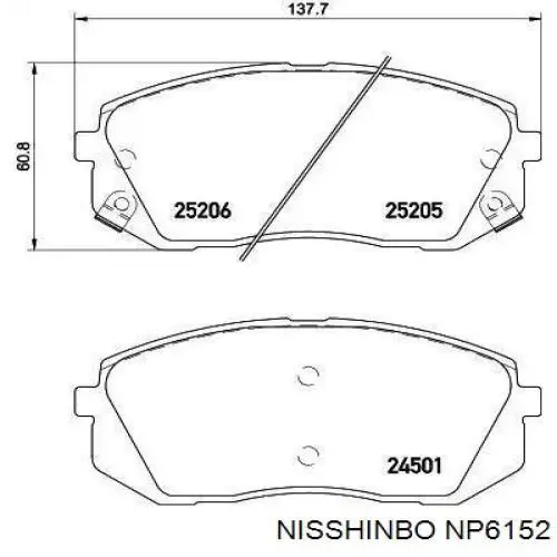 Купити NP6152 Nisshinbo Колодки гальмівні передні, дискові