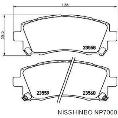 NP7000 Nisshinbo колодки гальмівні передні, дискові