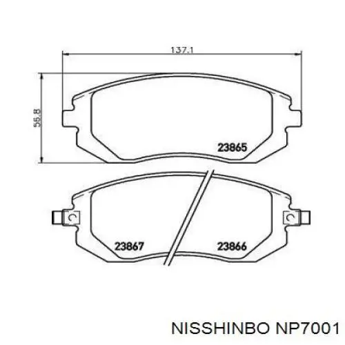 Купити NP7001 Nisshinbo Колодки гальмівні передні, дискові
