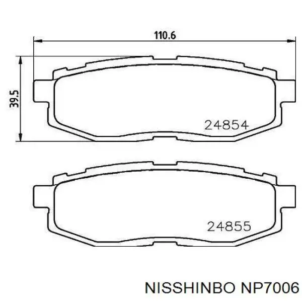 Задні гальмівні колодки NP7006 Nisshinbo