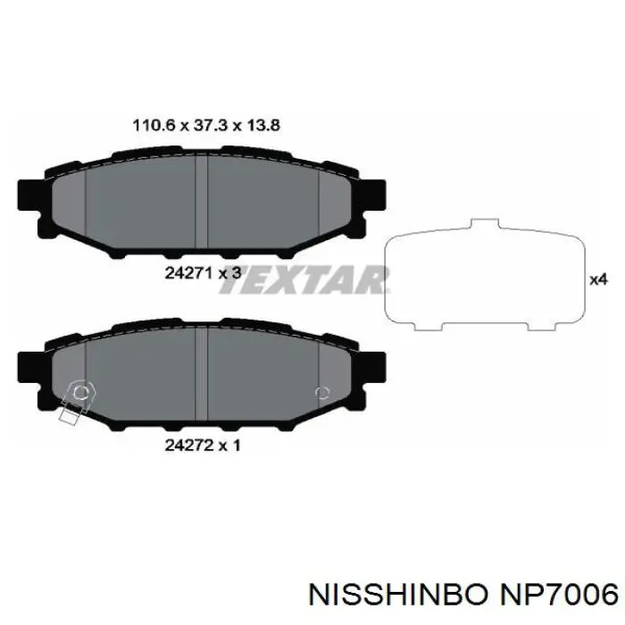 Задні гальмівні колодки Nisshinbo NP7006 ціна, від 25.21 USD