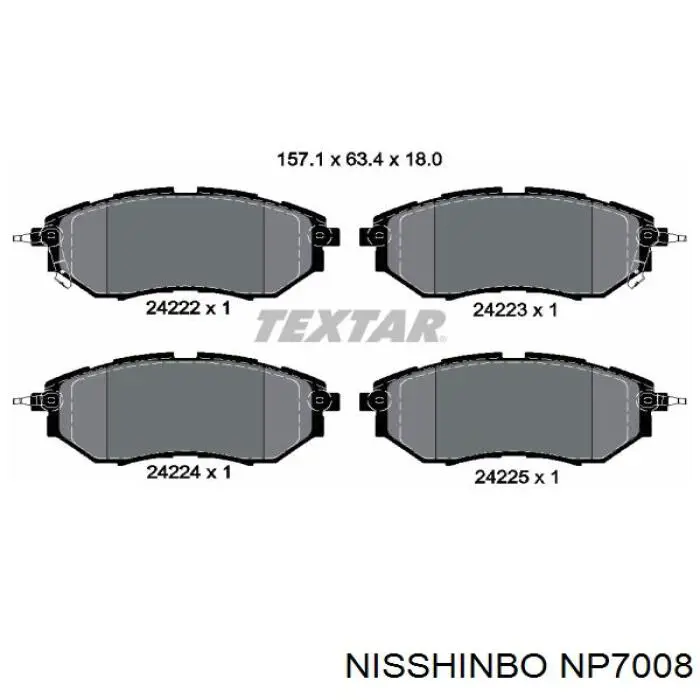 Колодки гальмівні передні, дискові NP7008 Nisshinbo