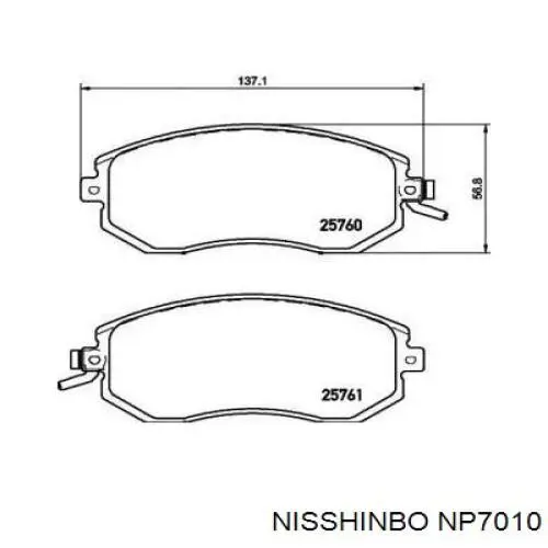 NP7010 Nisshinbo колодки гальмівні передні, дискові