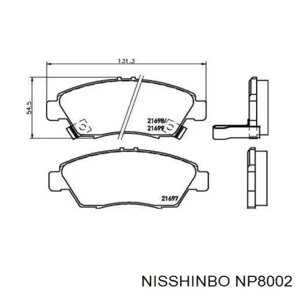 NP8002 Nisshinbo колодки гальмівні передні, дискові
