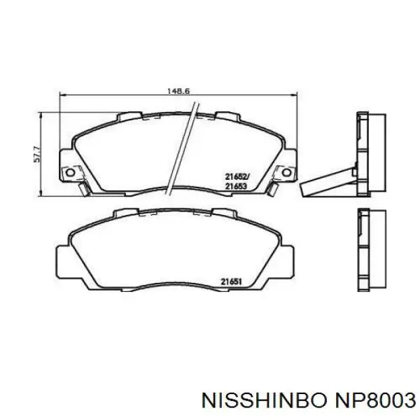 NP8003 Nisshinbo колодки гальмівні передні, дискові
