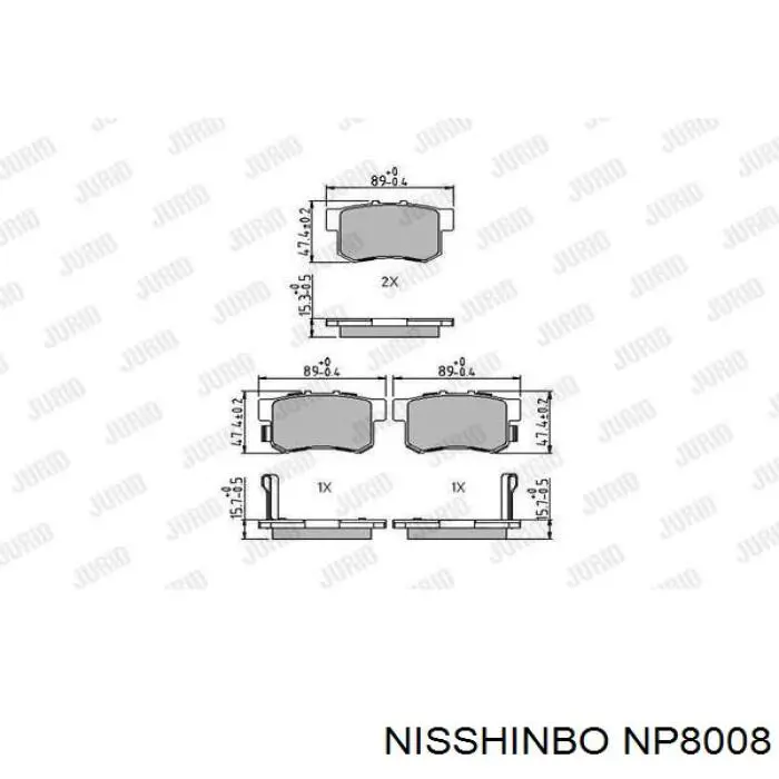 Задні гальмівні колодки Nisshinbo NP8008 ціна, від 30.62 USD