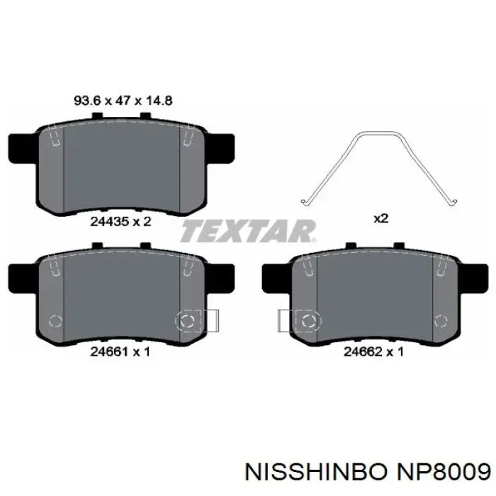 Задні гальмівні колодки Nisshinbo NP8009 ціна, від 17.39 USD