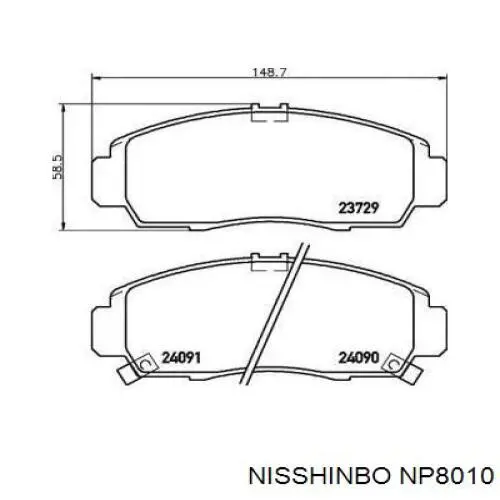 Купити NP8010 Nisshinbo Колодки гальмівні передні, дискові