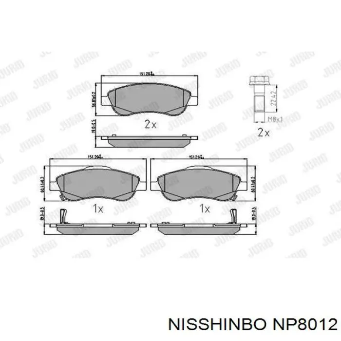 Гальмівні колодки Nisshinbo NP8012 ціна, від 28.81 USD