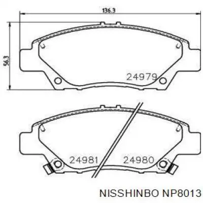 NP8013 Nisshinbo колодки гальмівні передні, дискові