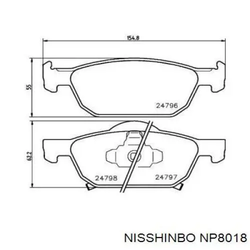 Купити NP8018 Nisshinbo Колодки гальмівні передні, дискові