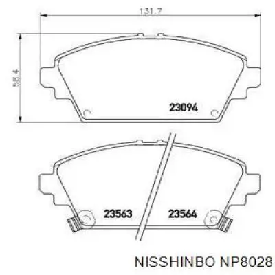 Колодки гальмівні передні, дискові NP8028 Nisshinbo