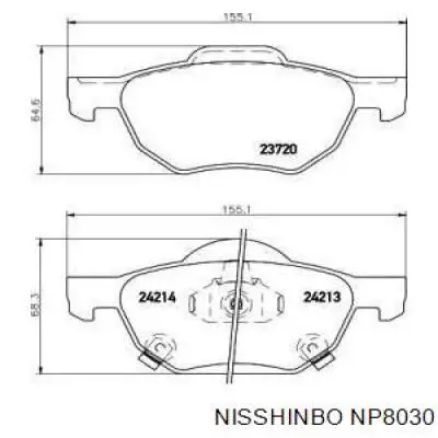 NP8030 Nisshinbo Передні гальмівні колодки