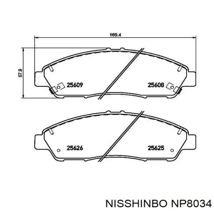 Купити NP8034 Nisshinbo Колодки гальмівні передні, дискові