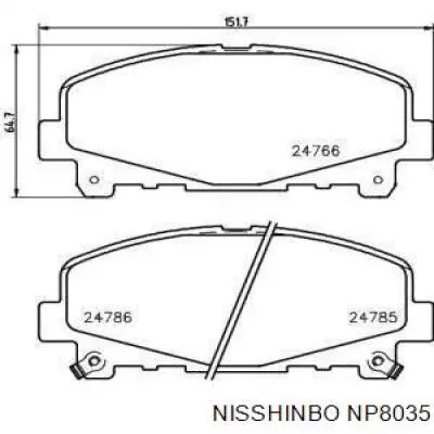 NP8035 Nisshinbo колодки гальмівні передні, дискові