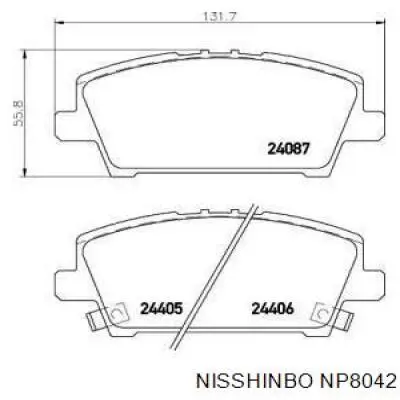 NP8042 Nisshinbo колодки гальмівні передні, дискові