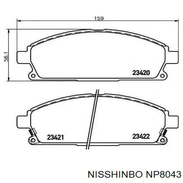 NP8043 Nisshinbo колодки гальмові задні, дискові