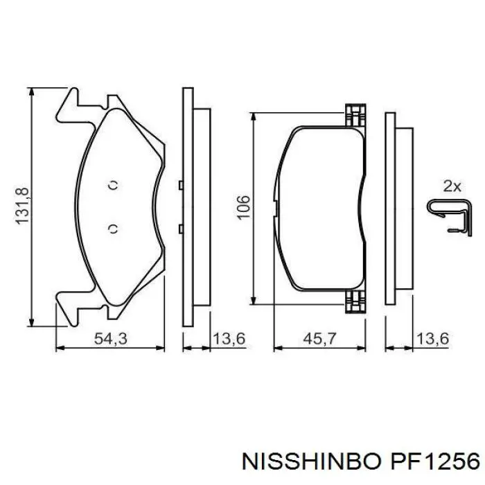 Купити PF1256 Nisshinbo Колодки гальмівні передні, дискові