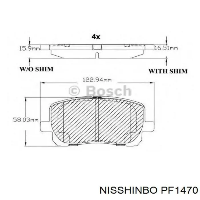 Купити PF1470 Nisshinbo Колодки гальмівні передні, дискові
