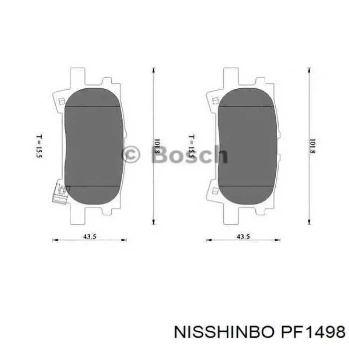 Колодки гальмові задні, дискові PF1498 Nisshinbo