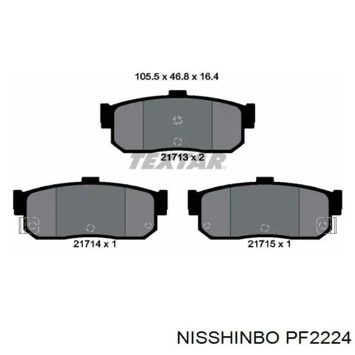 Колодки гальмові задні, дискові PF2224 Nisshinbo