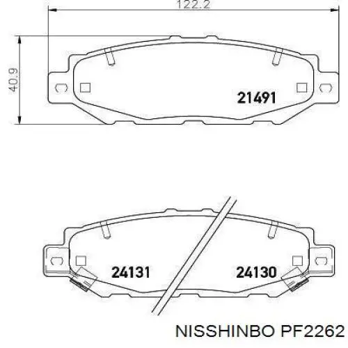 Колодки гальмові задні, дискові PF2262 Nisshinbo