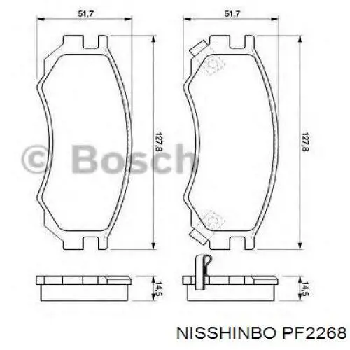 PF2268 Nisshinbo колодки гальмівні передні, дискові