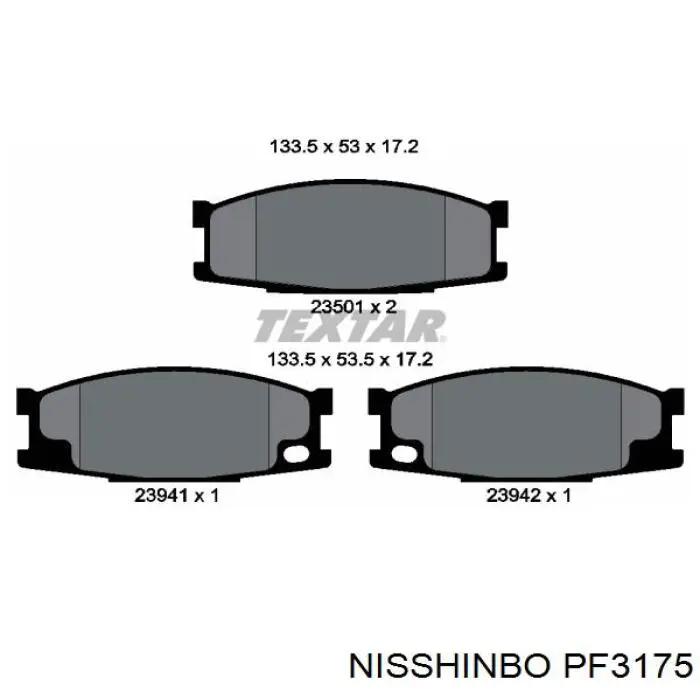 Колодки гальмівні передні, дискові PF3175 Nisshinbo