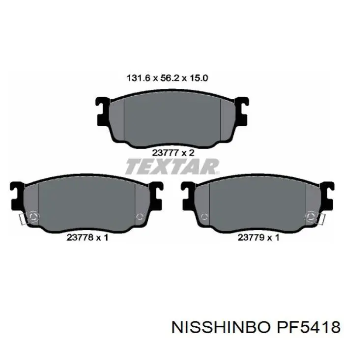 PF5418 Nisshinbo колодки гальмівні передні, дискові