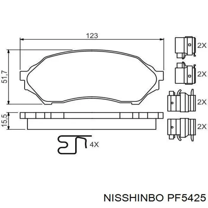 Гальмівні колодки Nisshinbo PF5425 ціна, від 13.94 USD