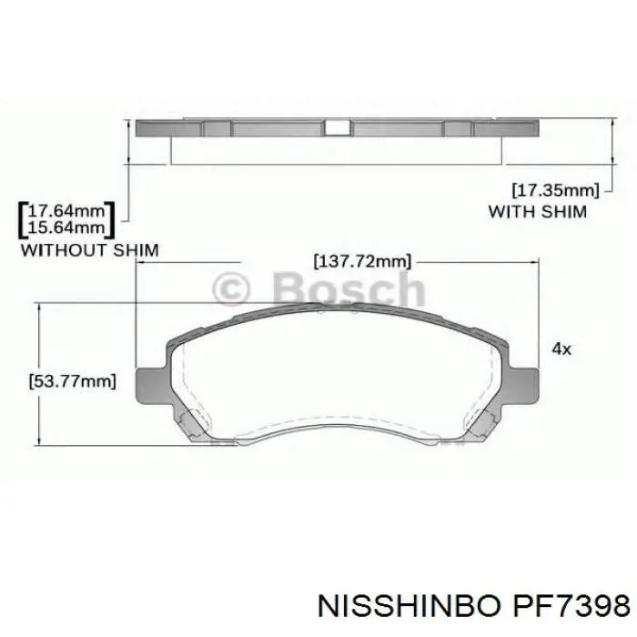 Купити PF7398 Nisshinbo Колодки гальмівні передні, дискові