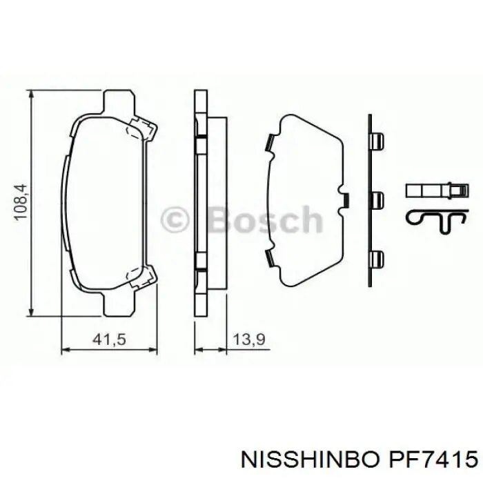 Задні гальмівні колодки PF7415 Nisshinbo