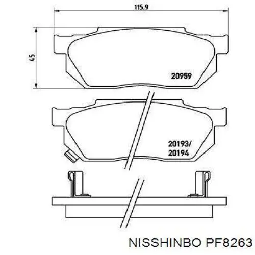 PF8263 Nisshinbo колодки гальмівні передні, дискові