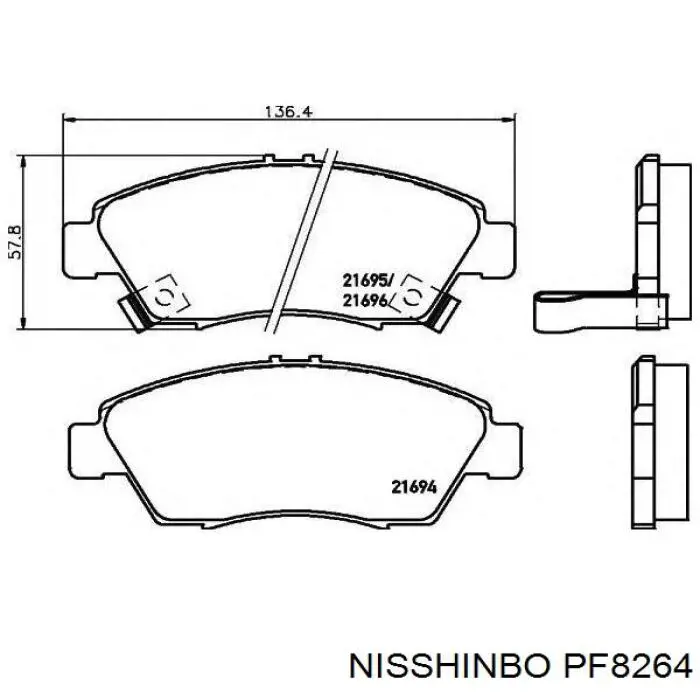 Передні тормозні колодки PF8264 Nisshinbo