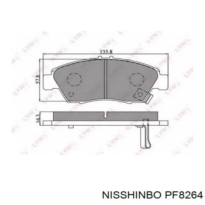 PF8264 Nisshinbo колодки гальмівні передні, дискові
